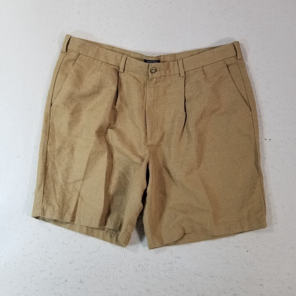 Dockers shorts men's 40x9 Brown Linen blend pleated outdoor preppy